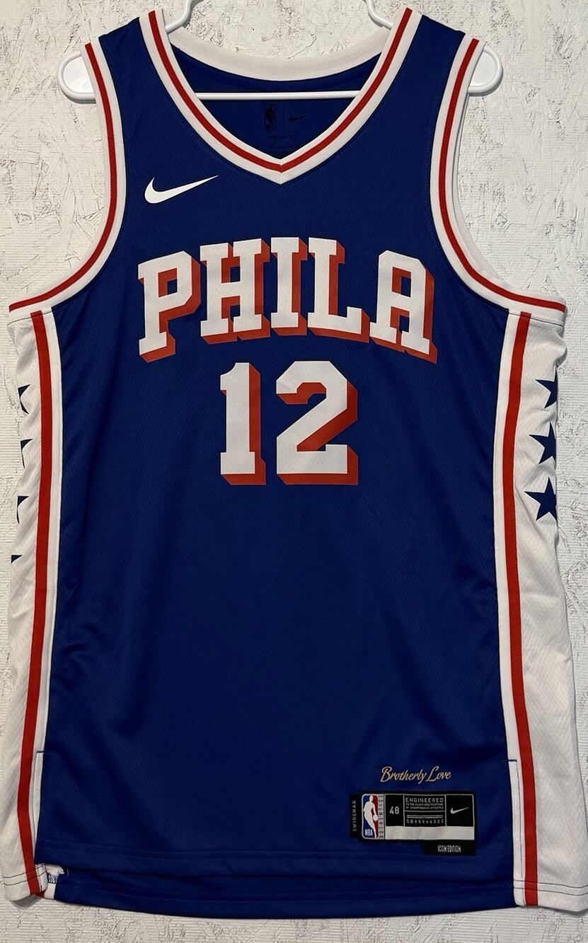 NBA Nike Icon Edition Tobias Harris Philadelphia 76ers Swingman Jersey Sz 48 L